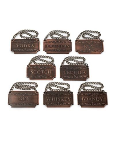 The Wine Savant Decanter Tags Copper for Alcohol, Set of 8