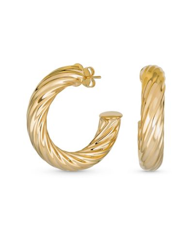 Bling Jewelry Twisted Rope Cable Thick Big Hoop Earrings 1.5" Light Weight Gold Plated