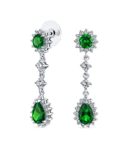 Серьги-клипсы Bling Jewelry Cocktail Halo Crown Saphire CZ Teardrop Chandelier