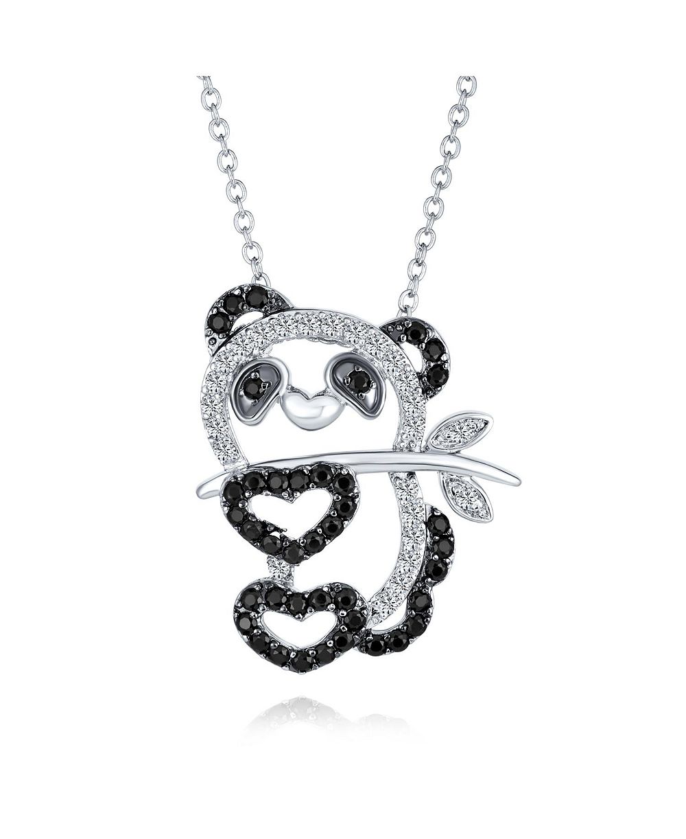 Bling Jewelry подвеска Panda Bear с кубическим цирконием, Rhodium Plated Brass