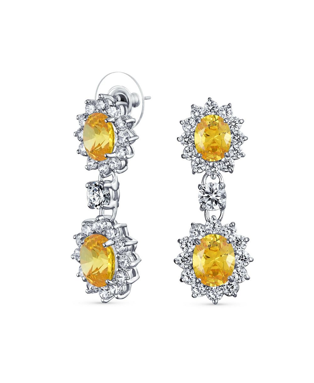 Bling Jewelry серьги Art Deco с красными кристаллами CZ, серебристые