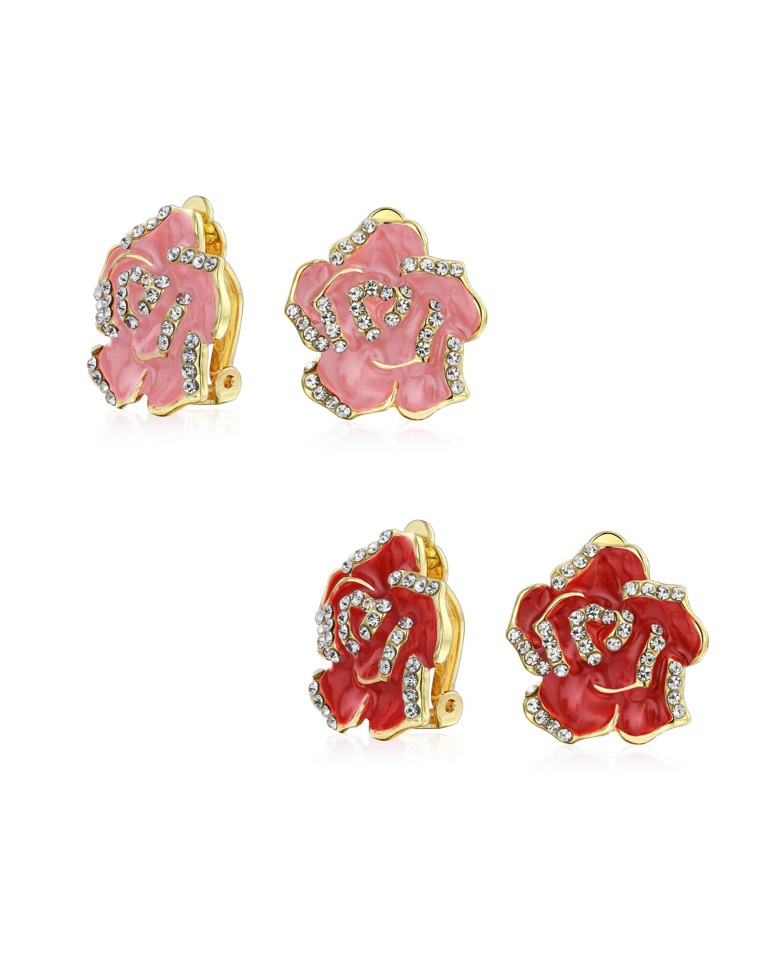 Bling Jewelry серьги-клипсы с эмалевыми цветами и кристаллами, с напылением