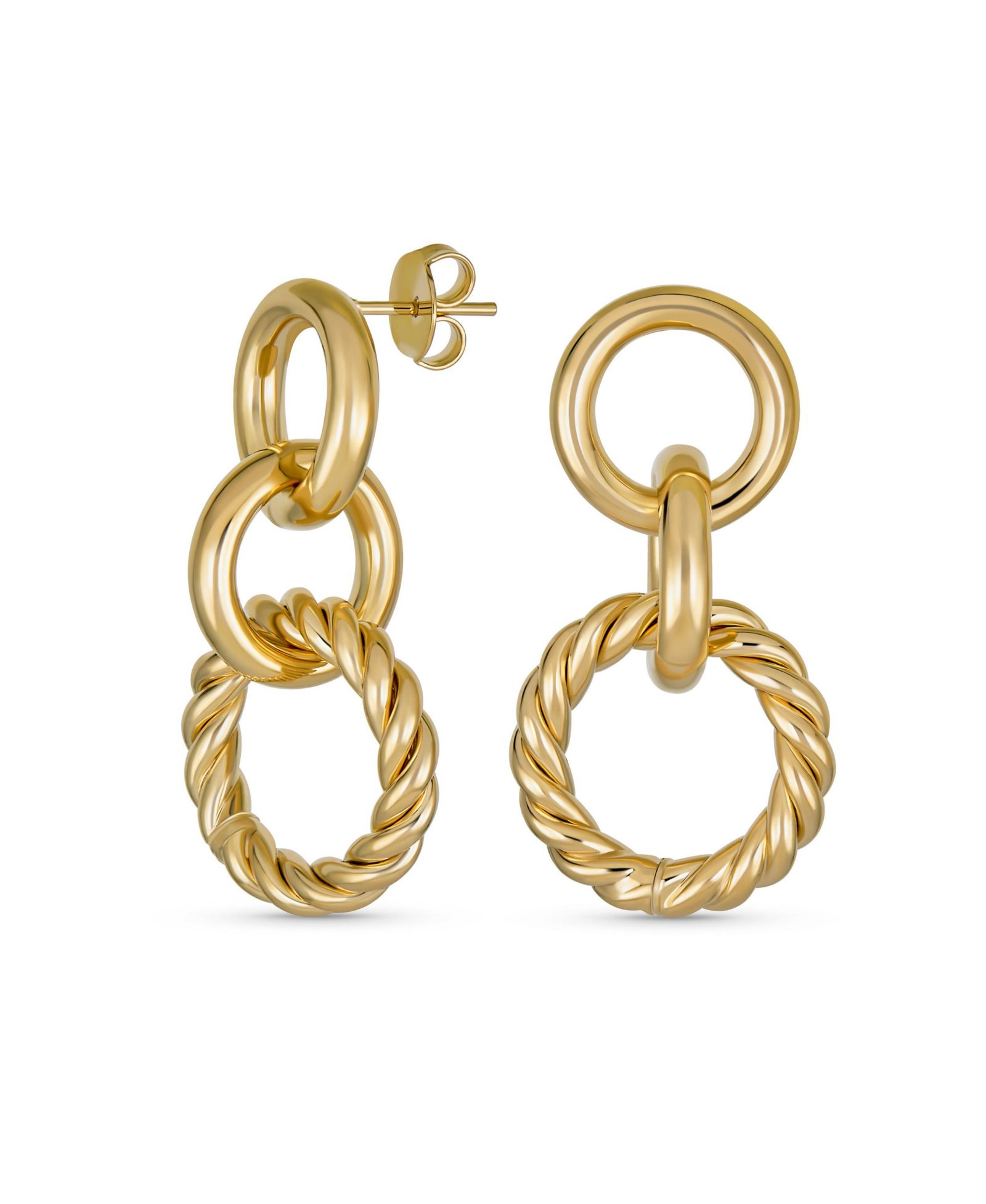 Bling Jewelry Золоченые серьги-кольца с витым канатом