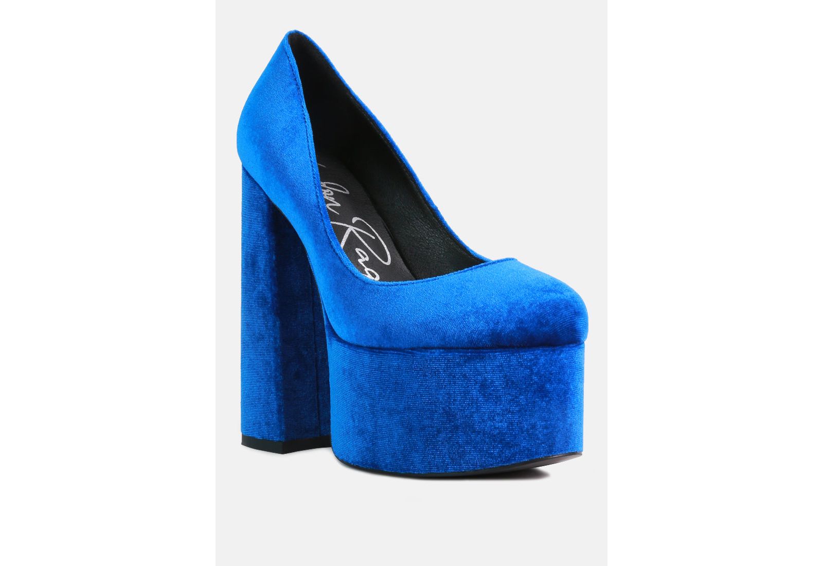 London Rag Womens Old Novelty Platform Heel Velvet Pumps