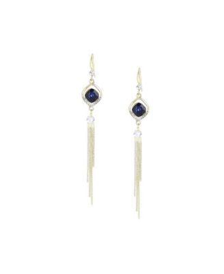 SOHI Women's Blue Sleek Drop Earrings