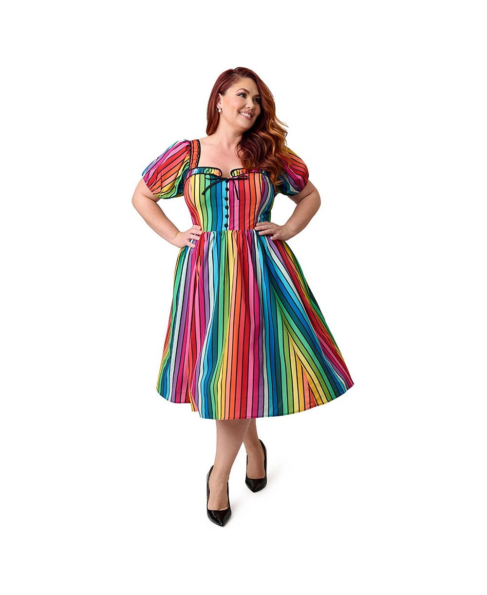 Женское платье Unique Vintage Plus Size Sweetheart Button Front Swing