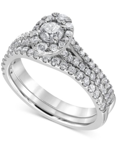 Свадебный набор Diamond Halo (1 ct. t.w.) в 14k White Gold