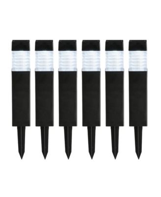 Glitzhome 15.25" H Set of 6 Solar Powered Transparent Texture Lens Pathway Stake Light