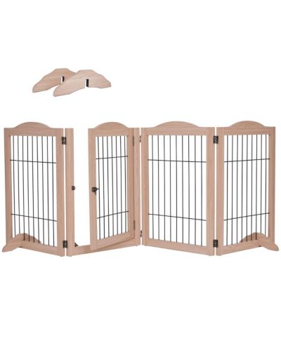 Arf Pets Freestanding Dog Gate, 4-Panel Extension - Walnut
