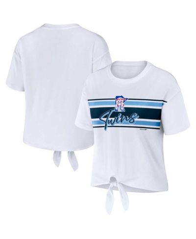 Women's WEAR by Erin Andrews White Minnesota Twins Front Tie T-shirt
