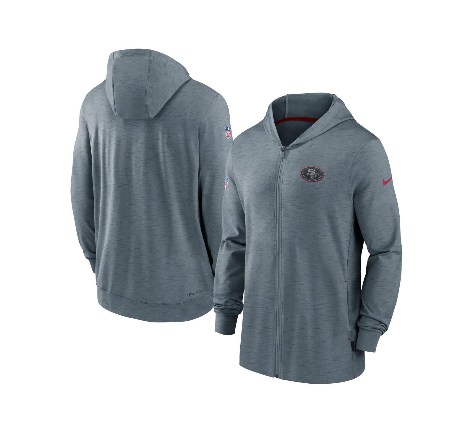 Мужское худи Nike Heather Gray San Francisco 49ers Sideline Team Pop Full-Zip