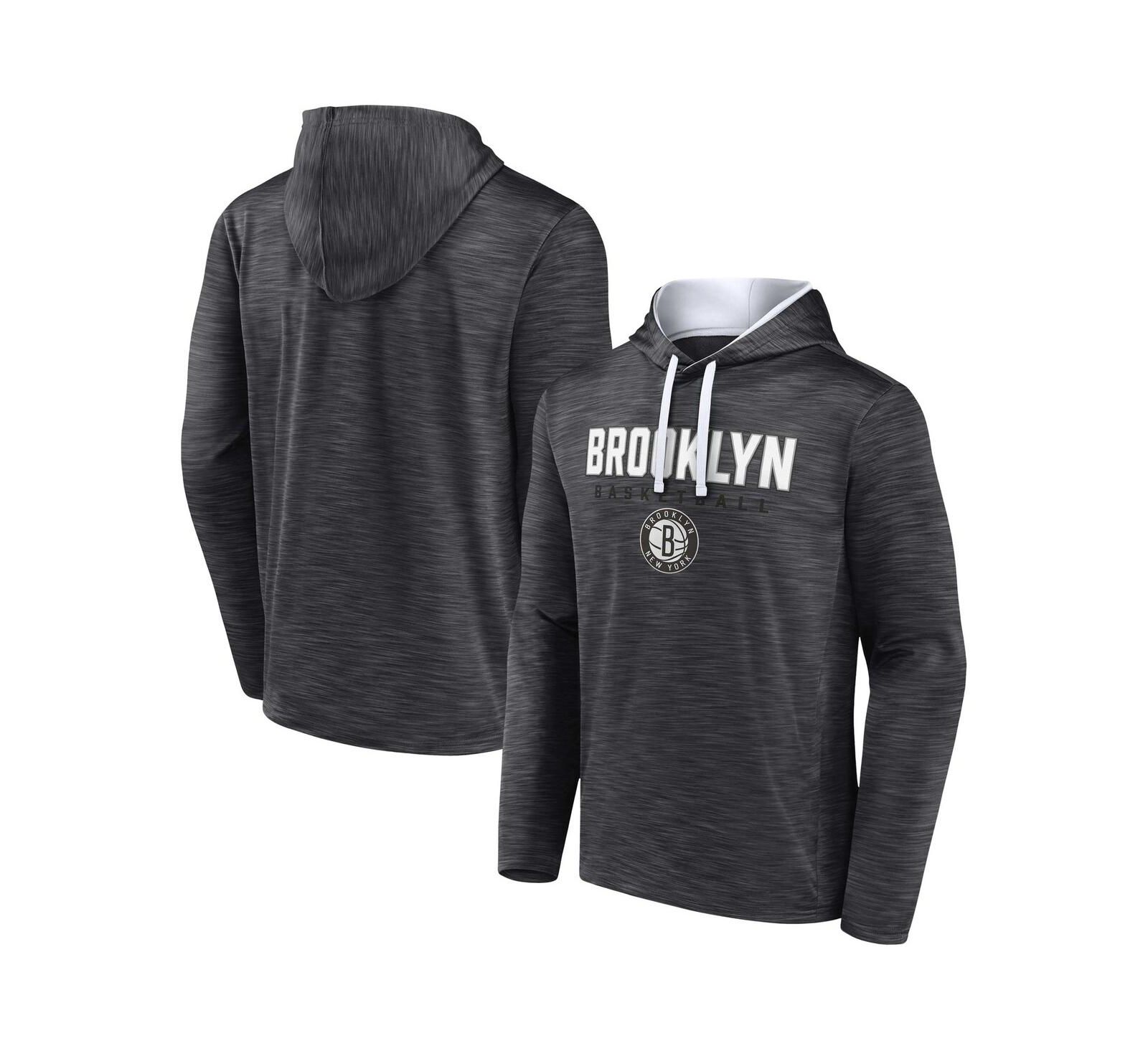 Fanatics Мужская толстовка с капюшоном Brooklyn Nets Fast Break, темно-серый меланж