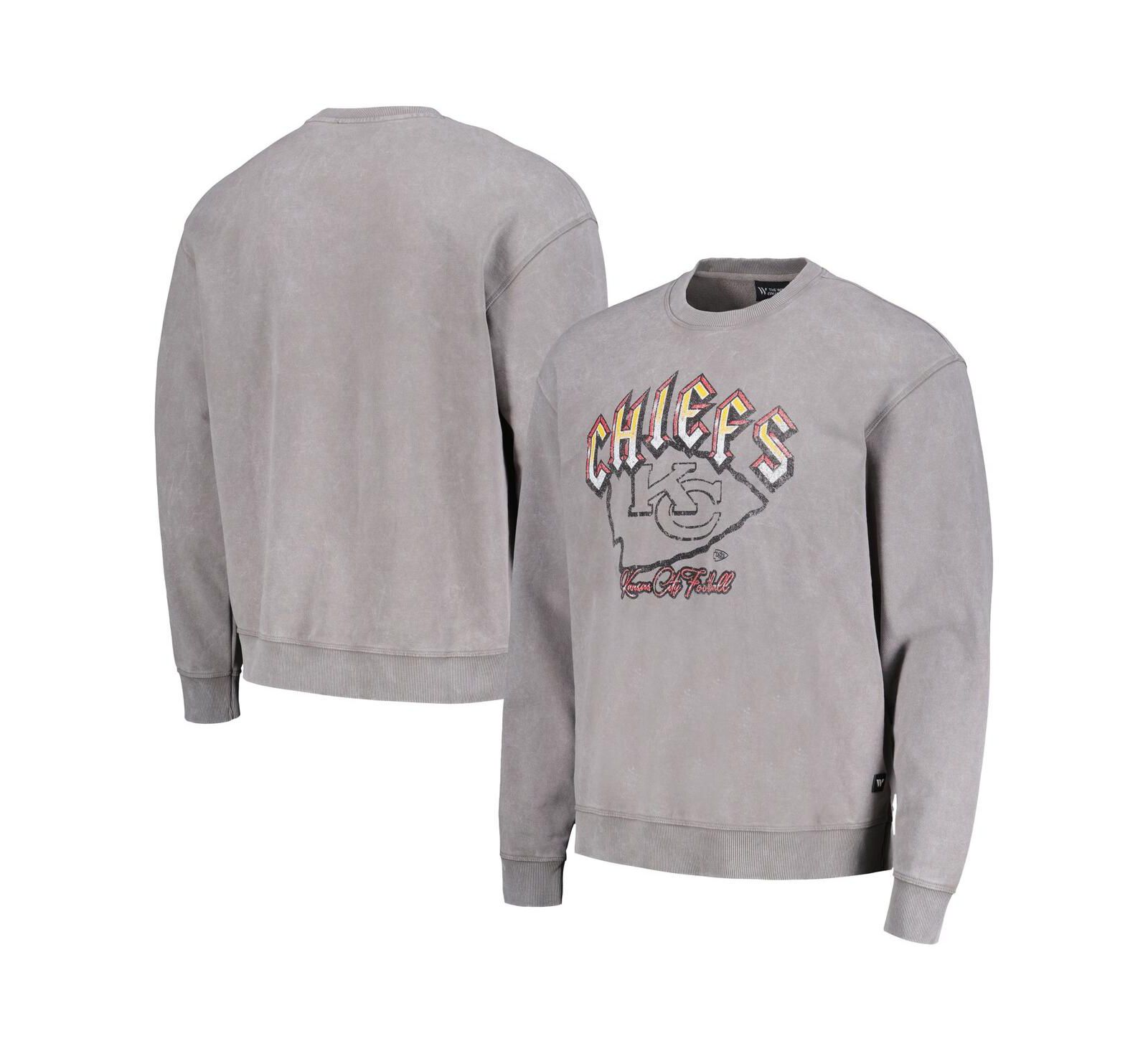 The Wild Collective Мужская и Женская толстовка с капюшоном Gray Distressed Kansas City Chiefs