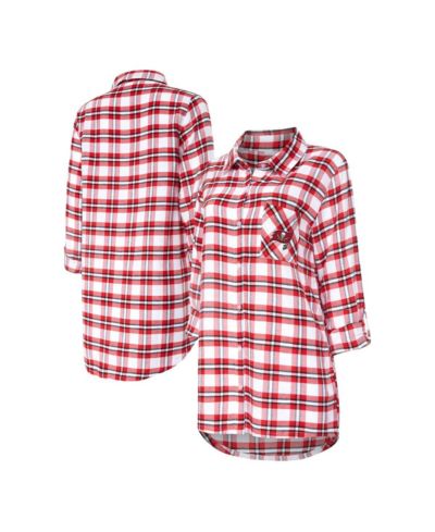 Женская длинная ночная рубашка Concepts Sport Red Tampa Bay Buccaneers Sienna Plaid Full-Button