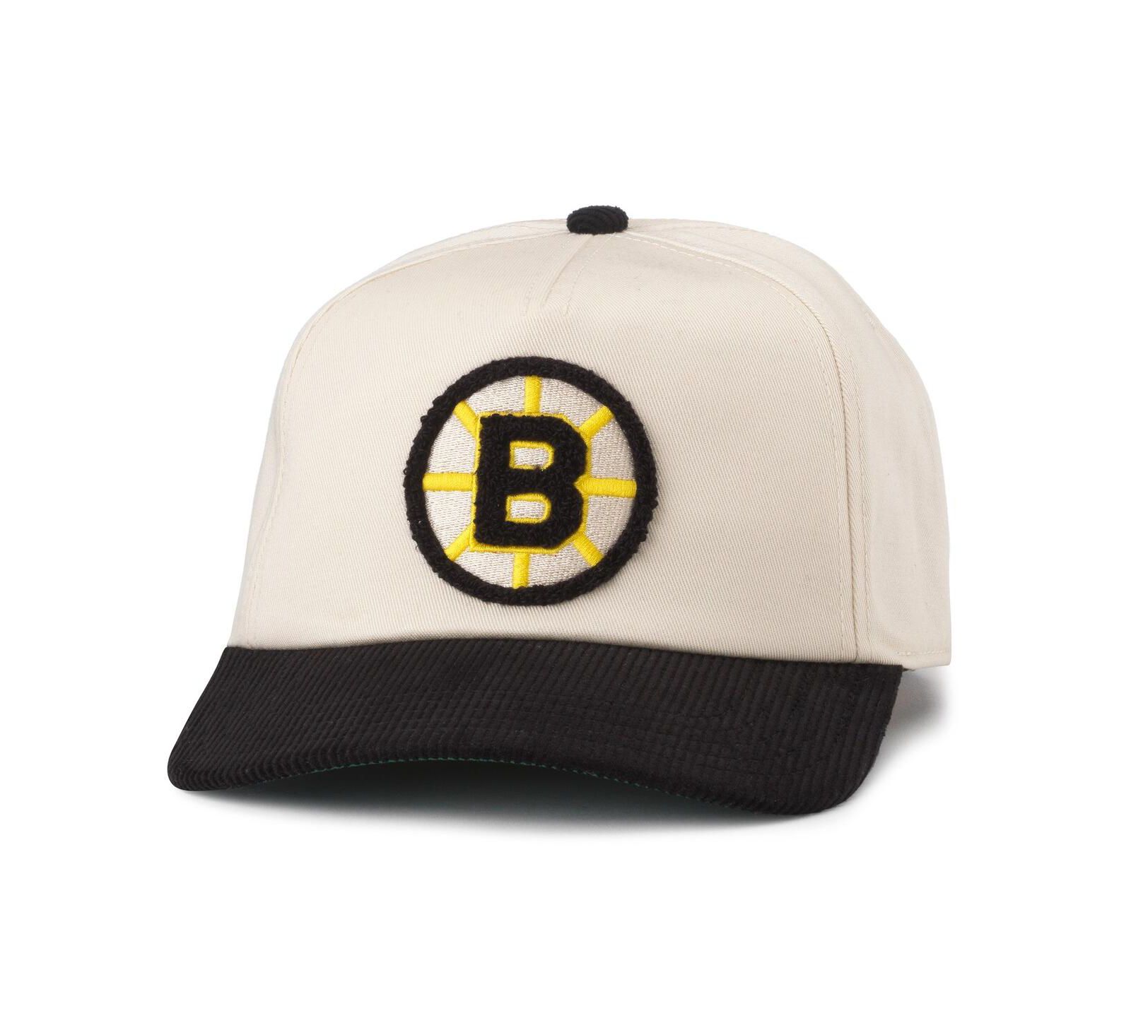 Men's American Needle Cream, Black Boston Bruins Burnett Adjustable Hat