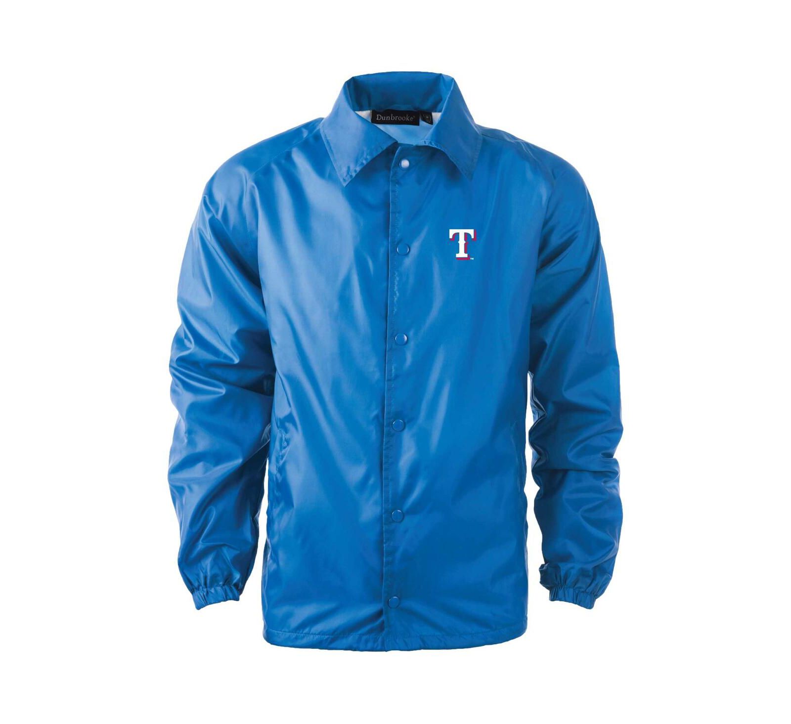 Dunbrooke Мужская ветровка Coach's Raglan Full-Snap в цвете Royal Texas Rangers