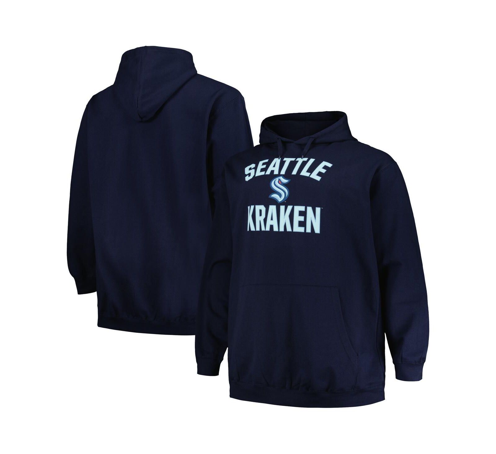 Мужское худи Profile Deep Sea Blue Seattle Kraken Big and Tall Arch Over Logo Pullover
