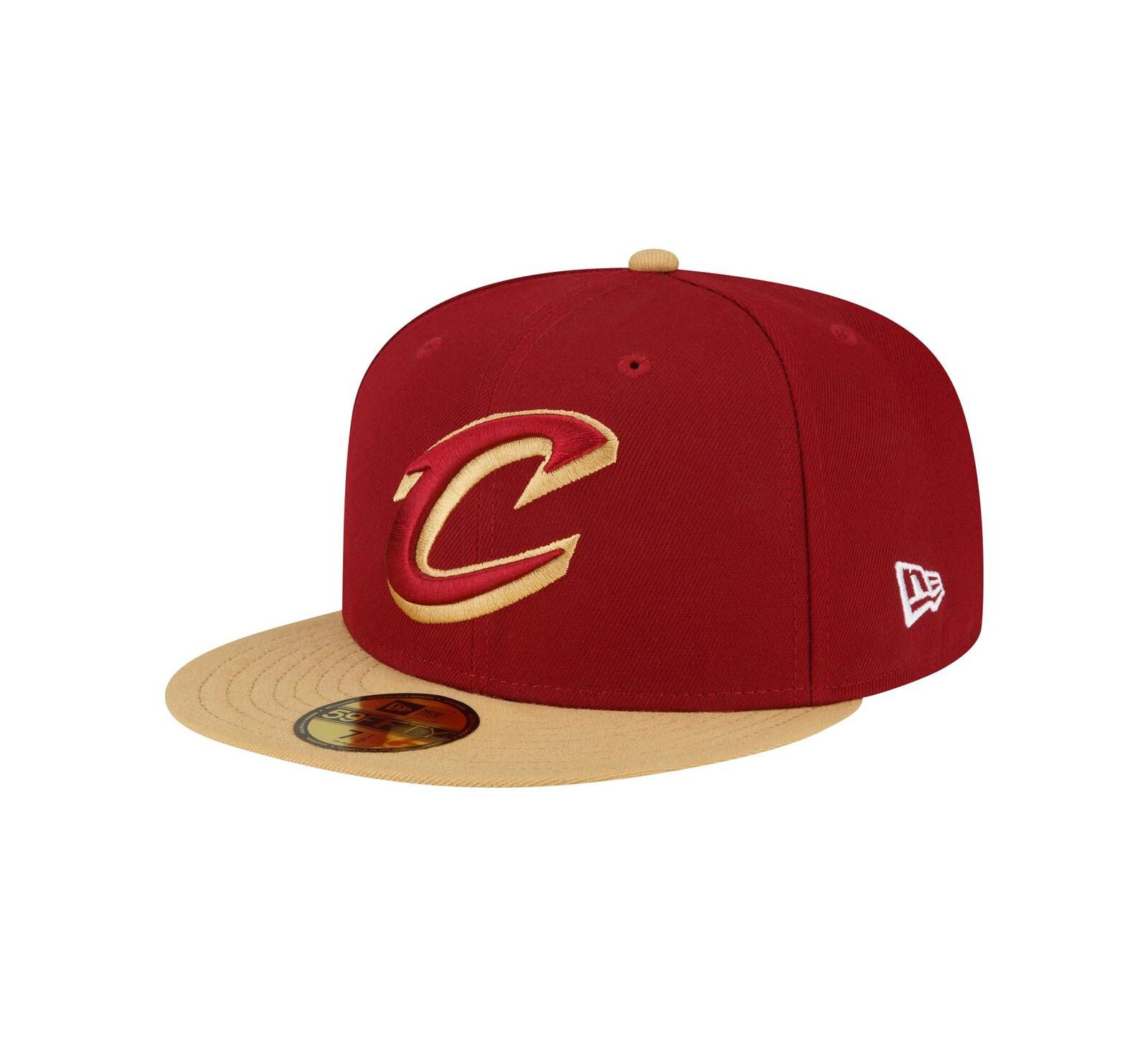 Men's New Era Wine, Gold Cleveland Cavaliers 2-Tone 59FIFTY Fitted Hat