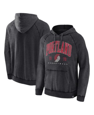 Мужское худи Fanatics Heather Charcoal Distressed Portland Trail Blazers Foul Trouble Snow Wash Raglan Pullover Hoodie