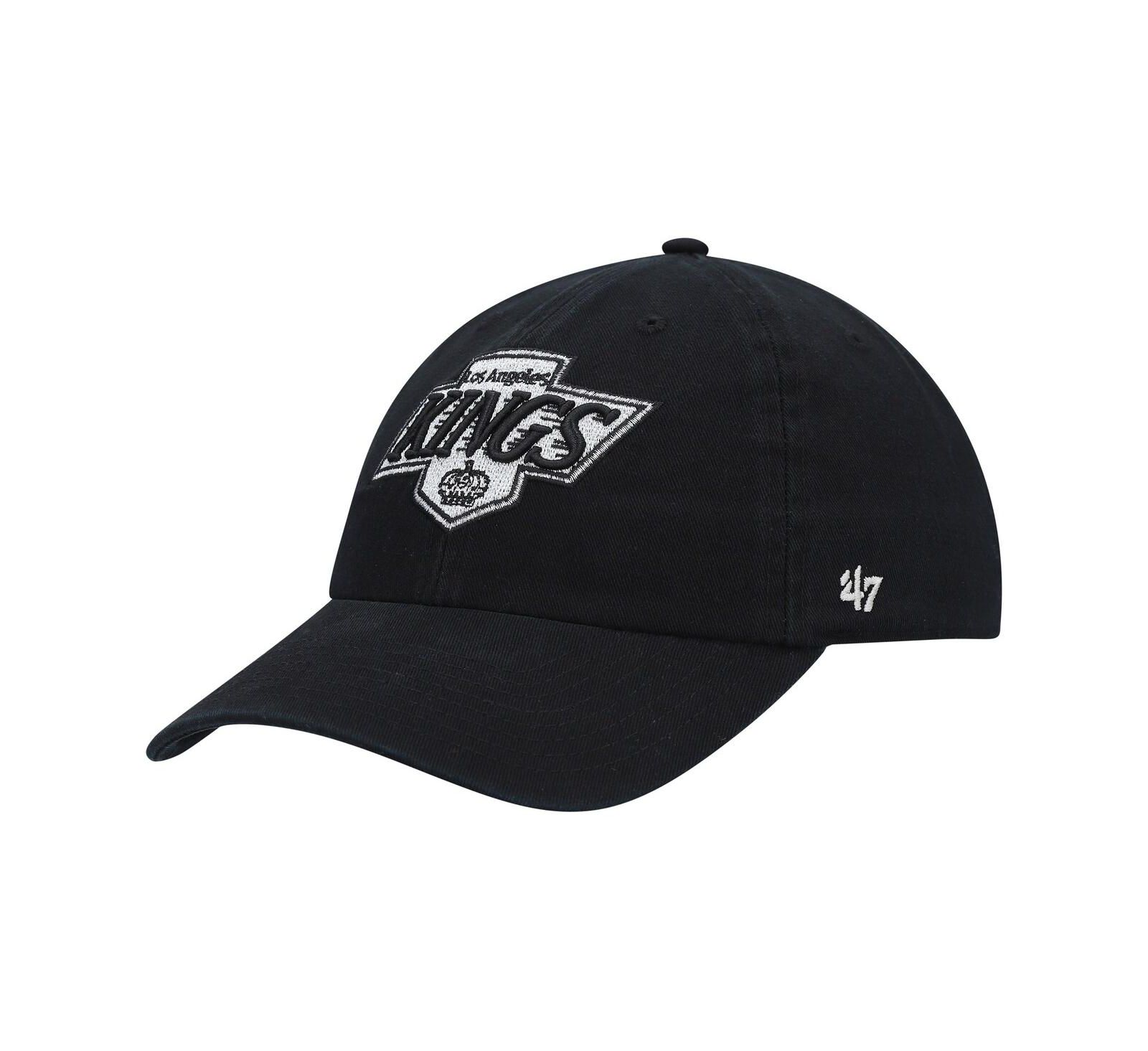 Men's '47 Brand Black Los Angeles Kings Team Clean Up Adjustable Hat