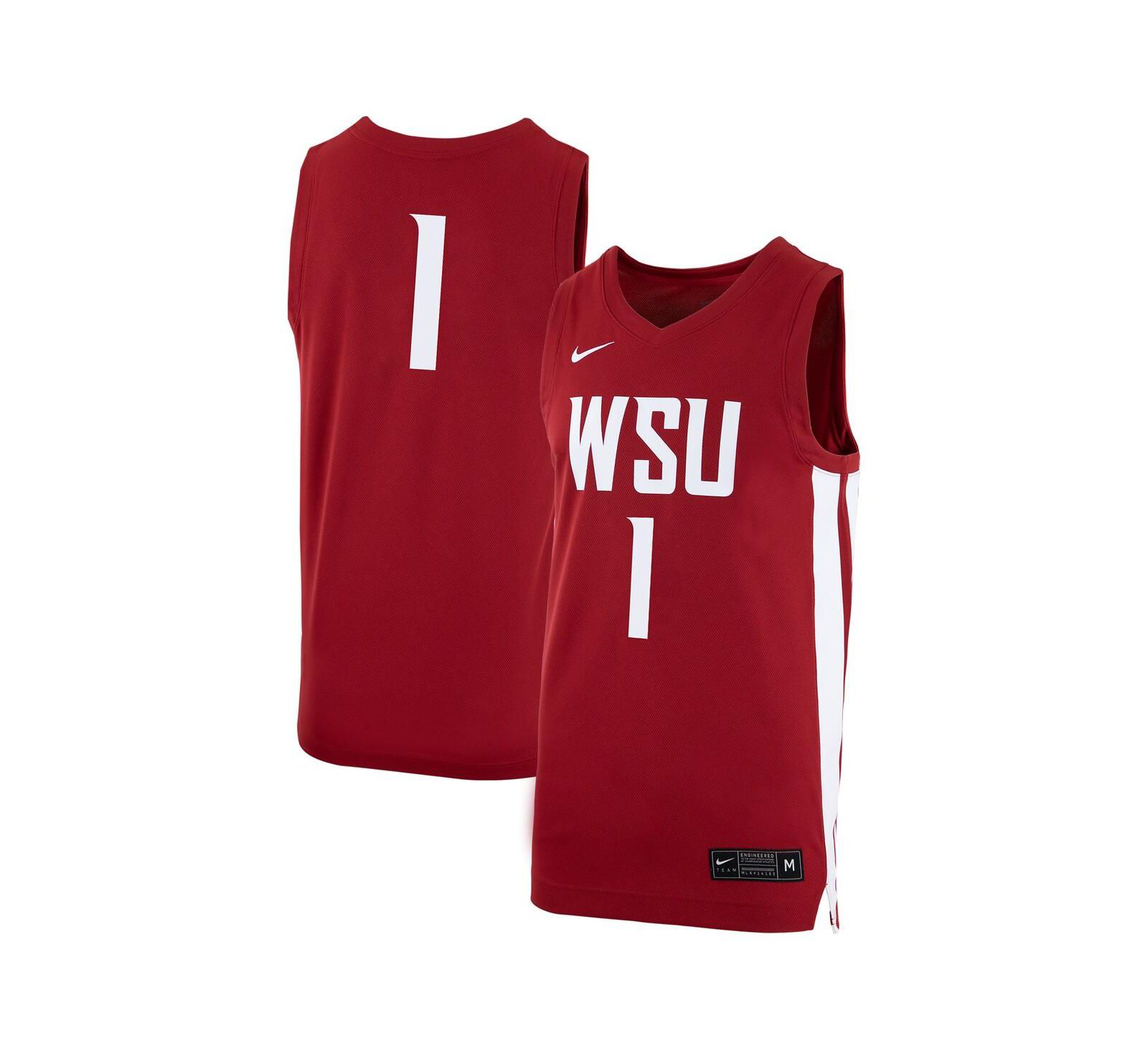Men's Nike #1 Crimson Washington State Cougars Logo Replica Basketball Jersey