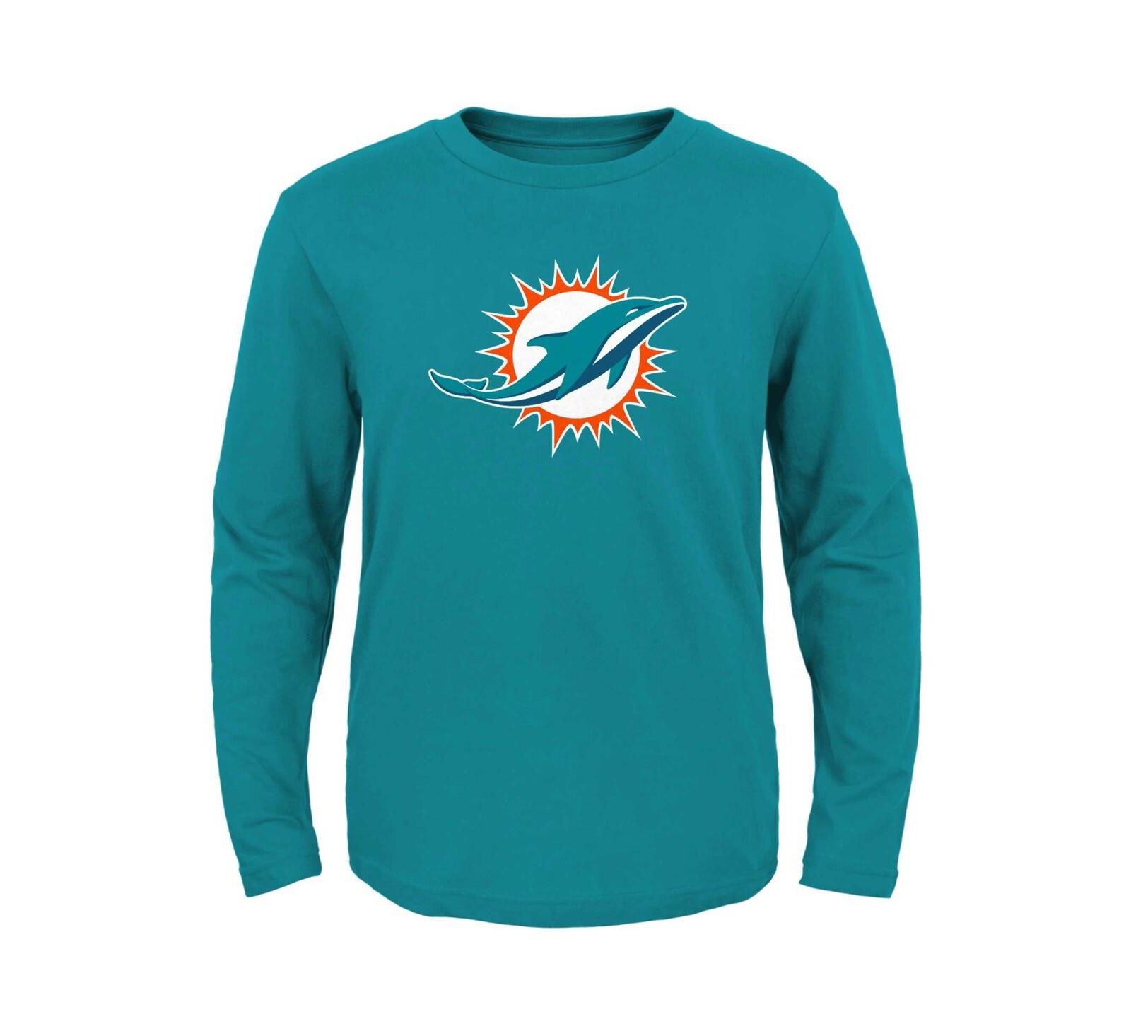 Детская футболка Long Sleeve Aqua Miami Dolphins Primary Logo