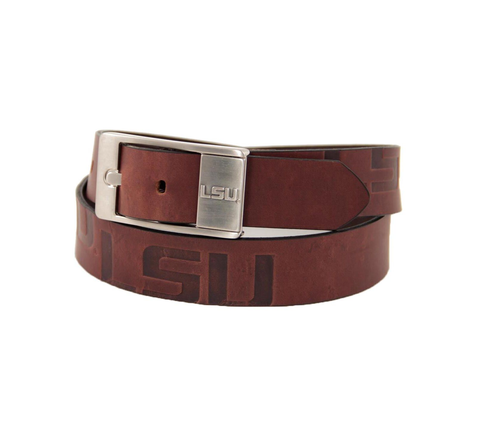 Men's LSU Tigers Brandish Leather Belt - Brown