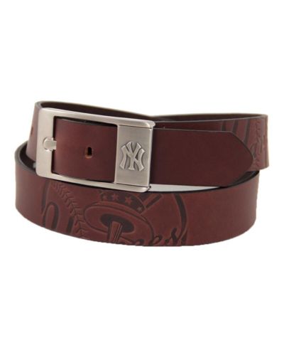 Men's Brown New York Yankees Brandish Leather Belt
