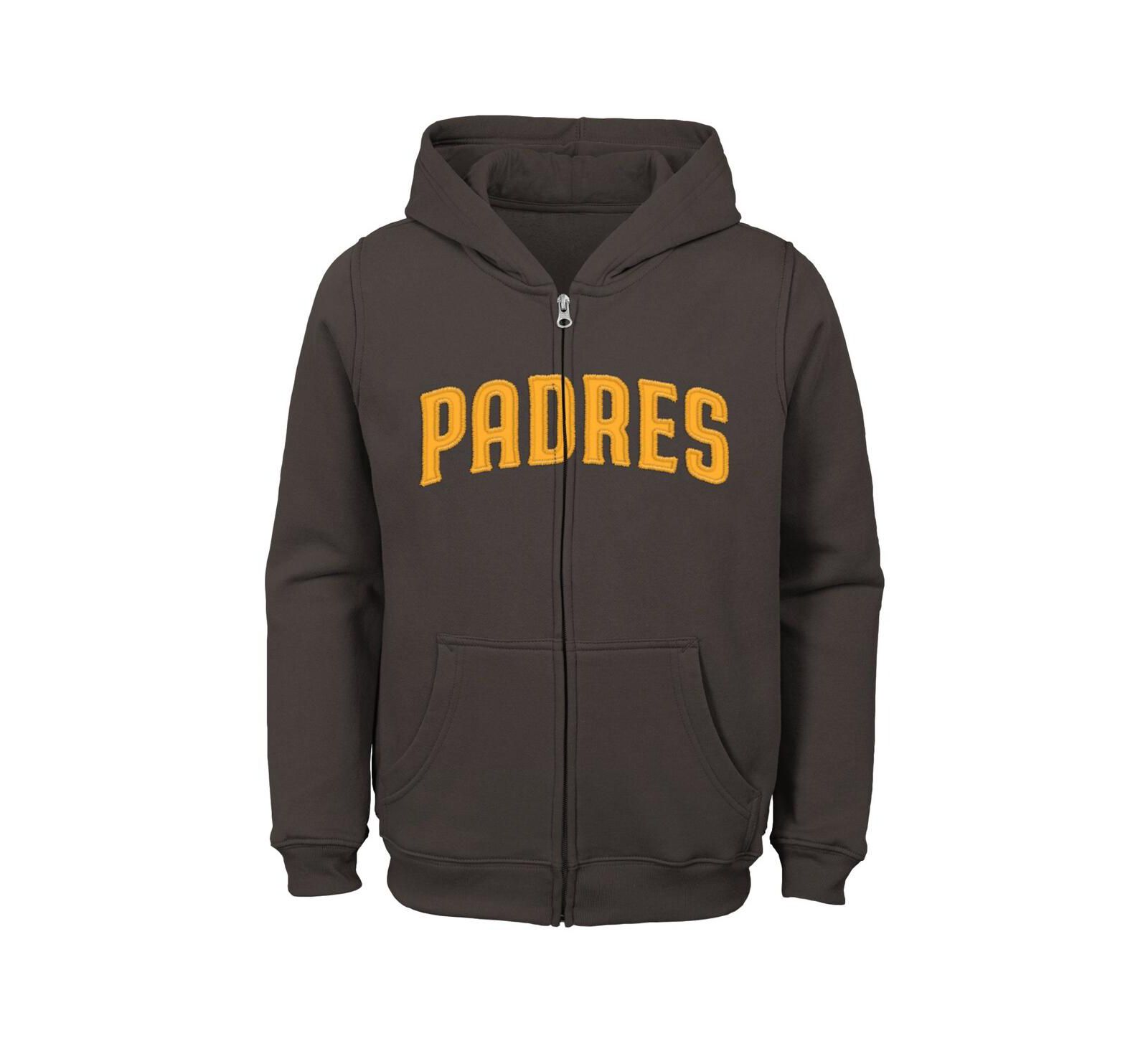 Детская коричневая толстовка Outerstuff San Diego Padres Wordmark Full-Zip Fleece Hoodie