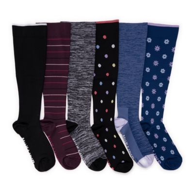 Женские компрессионные носки MUK LUKS Nylon, набор из 6 пар, выше колена