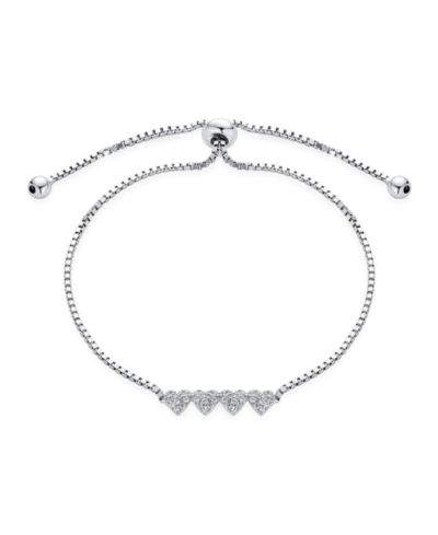 Браслет Bling Jewelry.925 Sterling Silver Dainty Petite Cubic Zirconia Micro Pave CZ Hearts Bolo