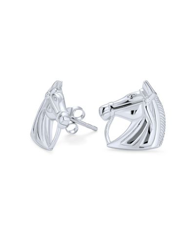 Bling Jewelry Western Jewelry Equestrian Horse Stud Earrings .925 Sterling Silver