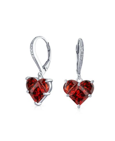 Серьги Bling Jewelry с красным сердцем из кубического циркония