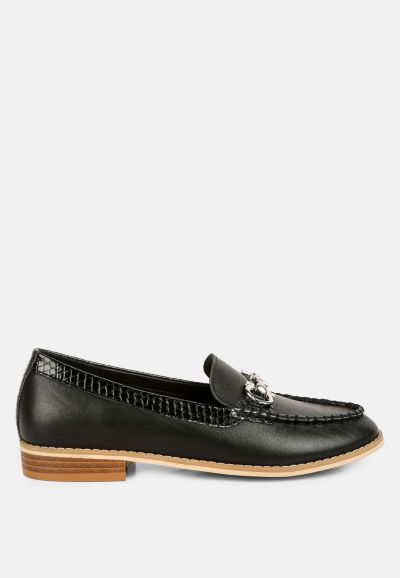 HOLDA Womens Horsebit Embellished Loafers With Stitch Detail
