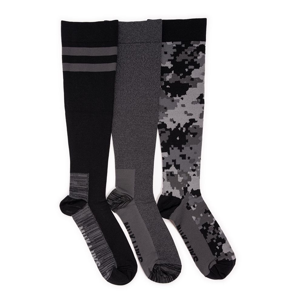 Muk Luks Men's 3 Pack Nylon Compression Knee-High Socks