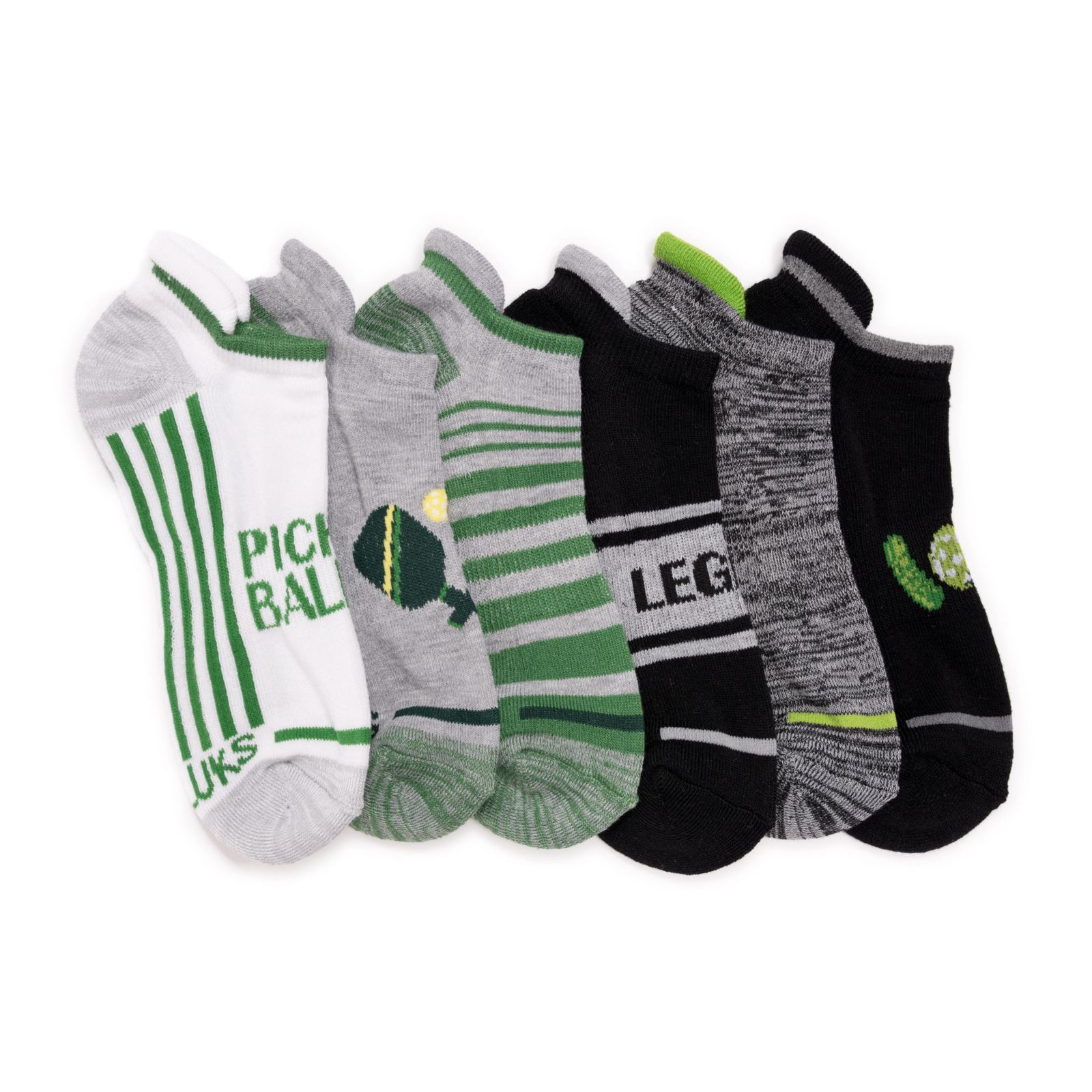 Muk Luks Men's 6 Pack Pickleball Ankle Socks