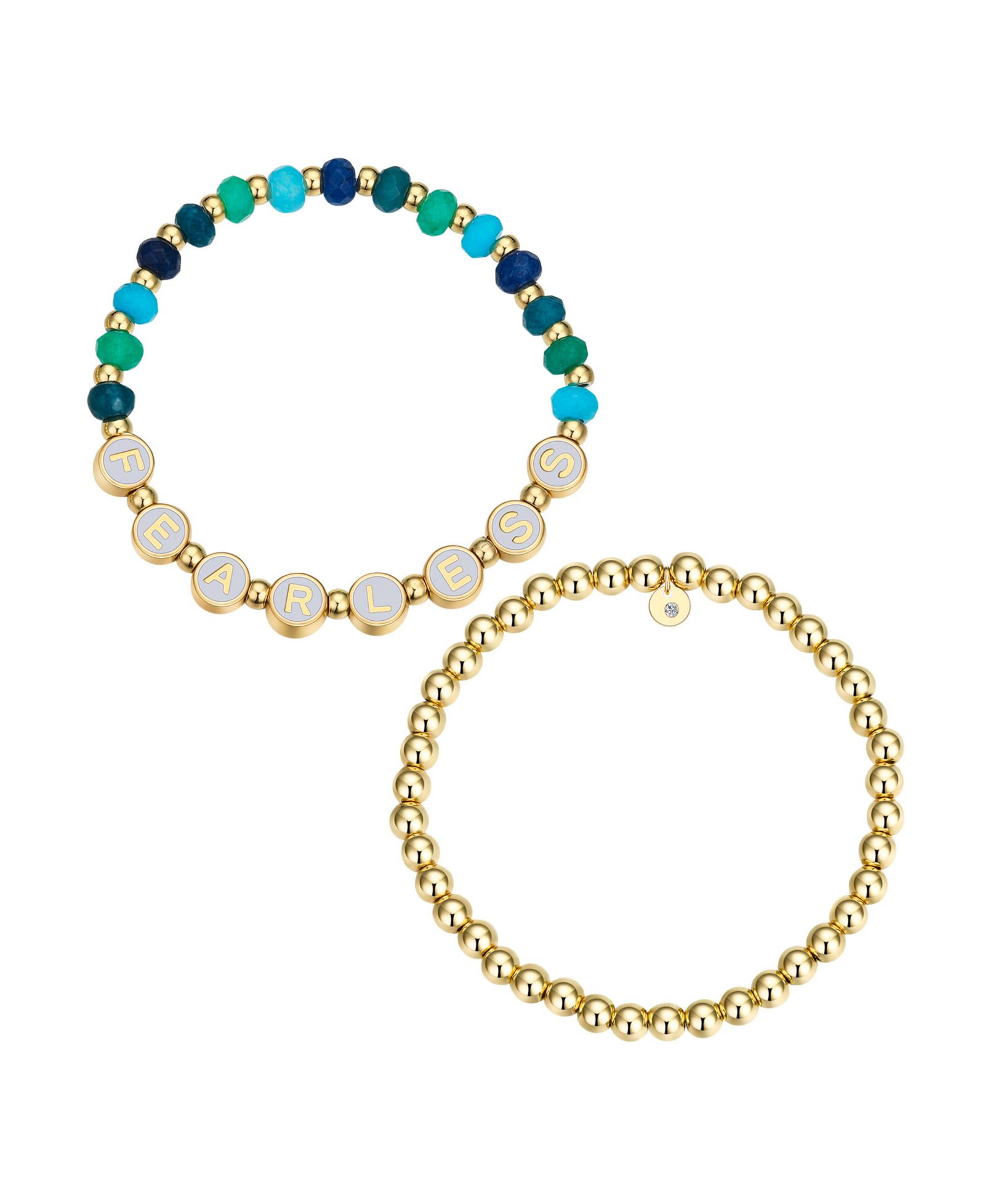 Unwritten Multi Blue Quartz Fearless Stone и Beaded Stretch Браслет