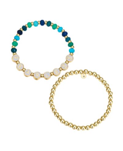 Unwritten Multi Blue Quartz Fearless Stone и Beaded Stretch Браслет
