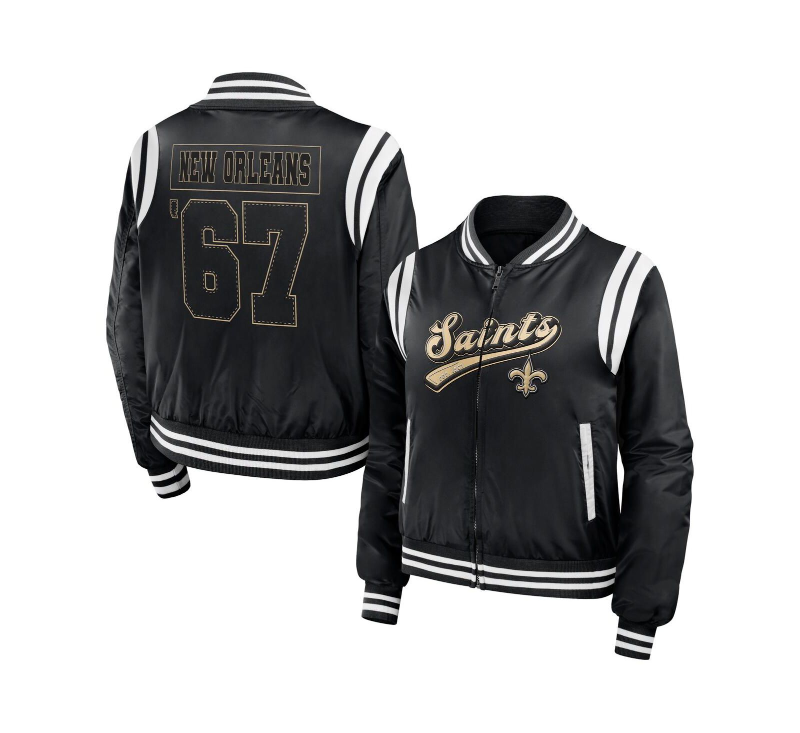 Женская куртка-бомбер WEAR by Erin Andrews Black New Orleans Saints с полной молнией