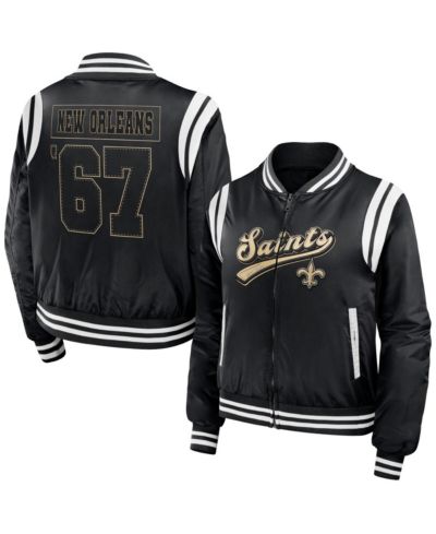 Женская куртка-бомбер WEAR by Erin Andrews Black New Orleans Saints с полной молнией