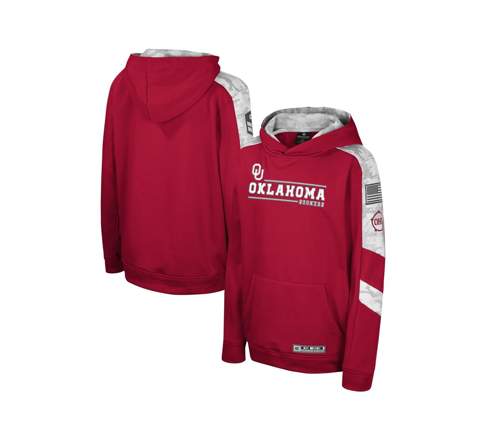 Детский худи Colosseum Crimson Oklahoma Sooners OHT Military-Inspired Appreciation Cyclone Digital Camo Pullover