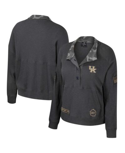 Women's Colosseum Heather Charcoal Kentucky Wildcats OHT Military-Inspired Appreciation Payback Henley Thermal Sweatshirt