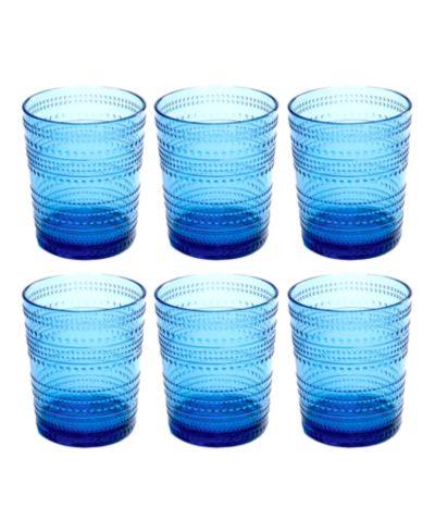 Abode Homewares Beaded Double Old Fashioned Cobalt Glasses, Set of 6