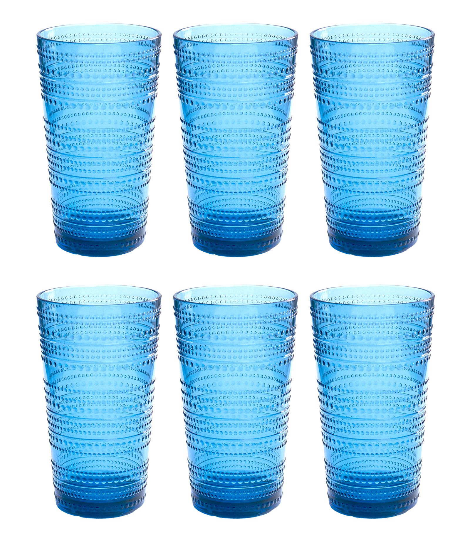Набор из 6 больших кобальтовых стаканов с бусинами Abode Homewares