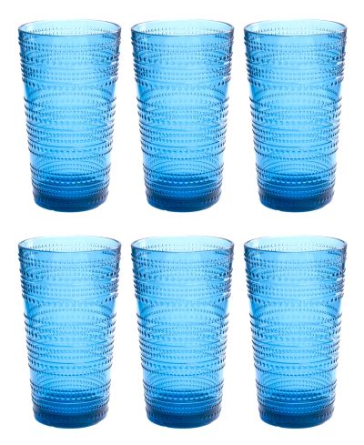 Abode Homewares Beaded Jumbo Cobalt Glasses, Set of 6