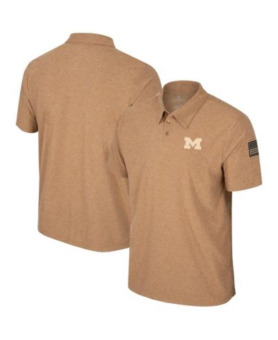 Мужская рубашка-поло Colosseum Khaki Michigan Wolverines OHT Military-Inspired Appreciation Cloud Jersey Desert Polo Shirt