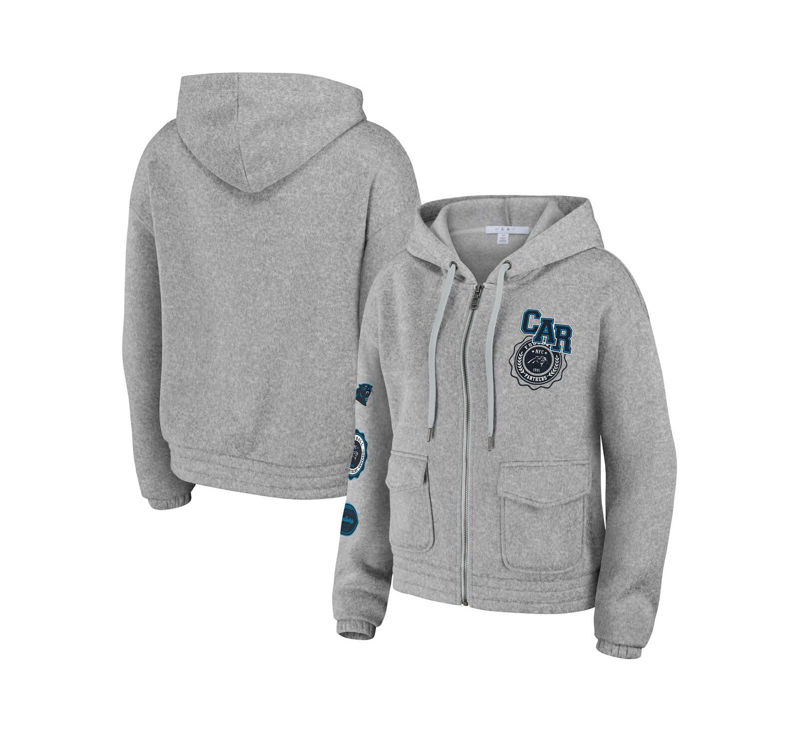 Women's WEAR by Erin Andrews Heather Gray Carolina Panthers Full-Zip Hoodie