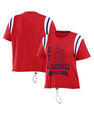 Женская футболка WEAR by Erin Andrews Red Distressed St. Louis Cardinals с затяжкой и цветовым блоком