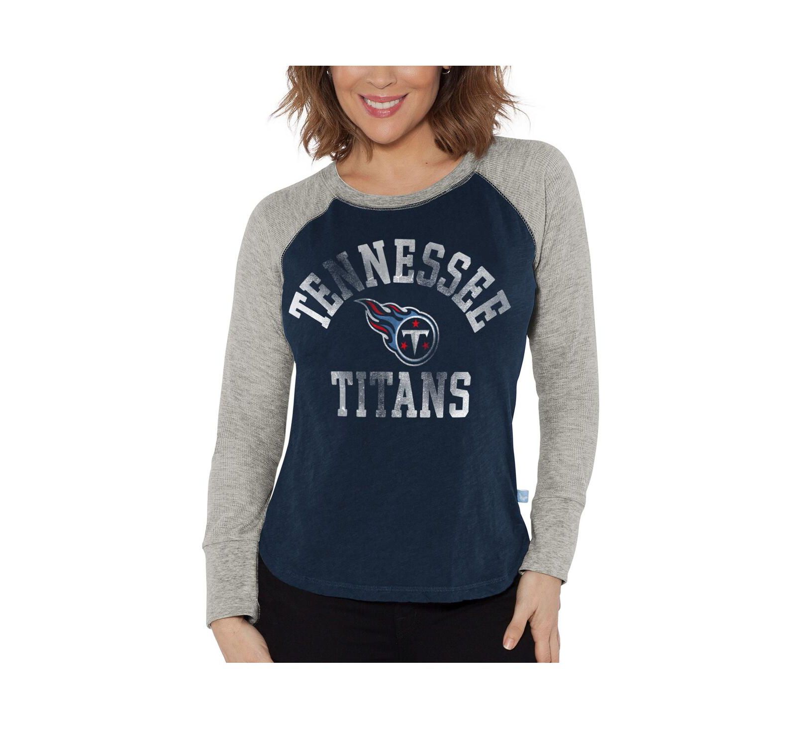 Женская футболка G-III 4Her by Carl Banks Tennessee Titans, трикотаж waffle knit, Navy/Heather Gray