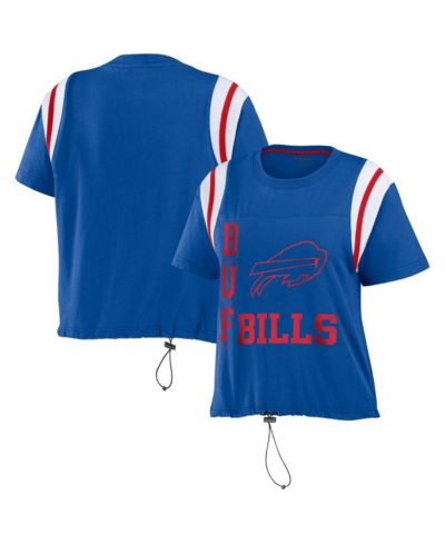 Женская футболка WEAR by Erin Andrews Royal Distressed Buffalo Bills Cinched Colorblock T-shirt